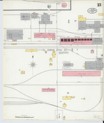Sanborn Fire Insurance Map from Lorain, Lorain County, Ohio (1900), Sheet #0013 - Complete Map Set gallery image, historic Sanborn map, vintage wall art, Ohio Ohio