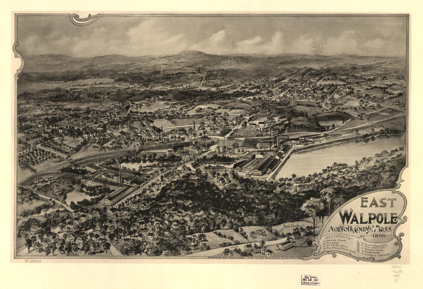East Walpole, Norfolk County, Mass. 1898. (1898) – Historic Bird’s-Eye View Panorama Print