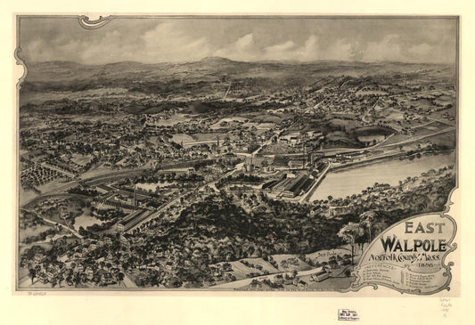 East Walpole, Norfolk County, Mass. 1898. (1898) – Historic Bird’s-Eye View Panorama Print