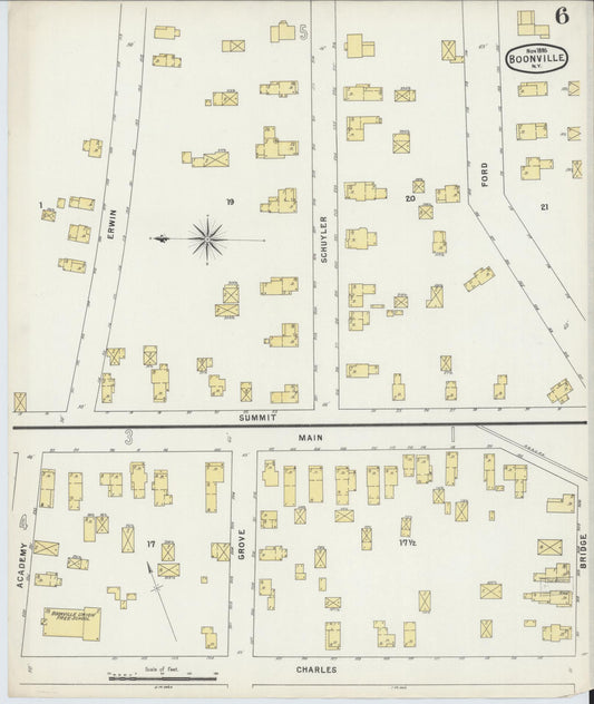 Sanborn Fire Insurance Map from Boonville, Oneida County, New York (1895), Sheet #0006 - Historic Sanborn Fire Insurance Map Print, vintage old map wall art, antique decor, genealogy gift, New York New York map