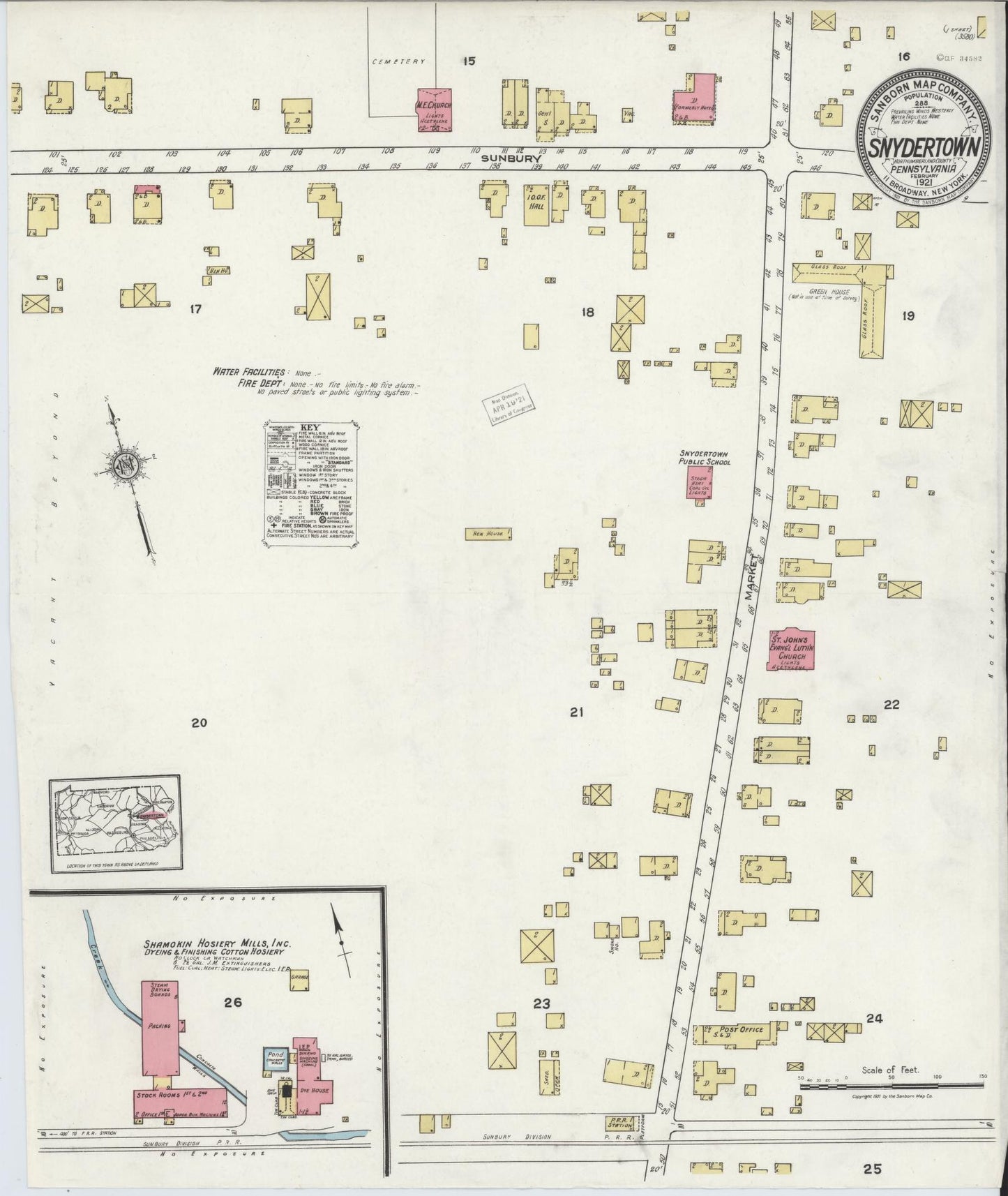 Sanborn Fire Insurance Map from Snydertown, Northumberland County, Pennsylvania. (1921) – Historic Sanborn Fire Insurance Map Print
