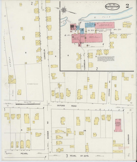 Sanborn Fire Insurance Map from New Hartford, Oneida County, New York (1915), Sheet #0002 - Historic Sanborn Fire Insurance Map Print, vintage old map wall art, antique decor, genealogy gift, New York New York map