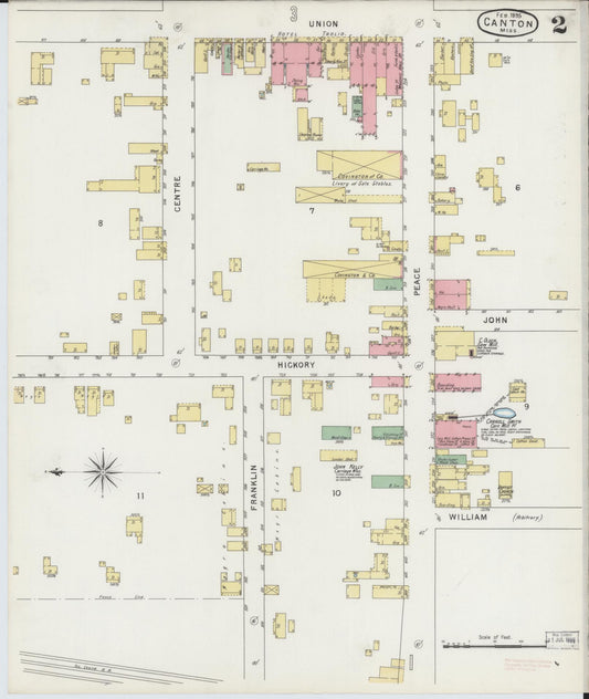 Sanborn Fire Insurance Map from Canton, Madison County, Mississippi (1895), Sheet #0002 - Historic Sanborn Fire Insurance Map Print, vintage old map wall art, antique decor, genealogy gift, Mississippi Mississippi map