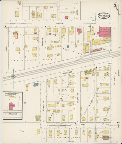 Sanborn Fire Insurance Map from Archbold, Fulton County, Ohio (1922), Sheet #0003 - Historic Sanborn Fire Insurance Map Print, vintage old map wall art, antique decor, genealogy gift, Ohio Ohio map