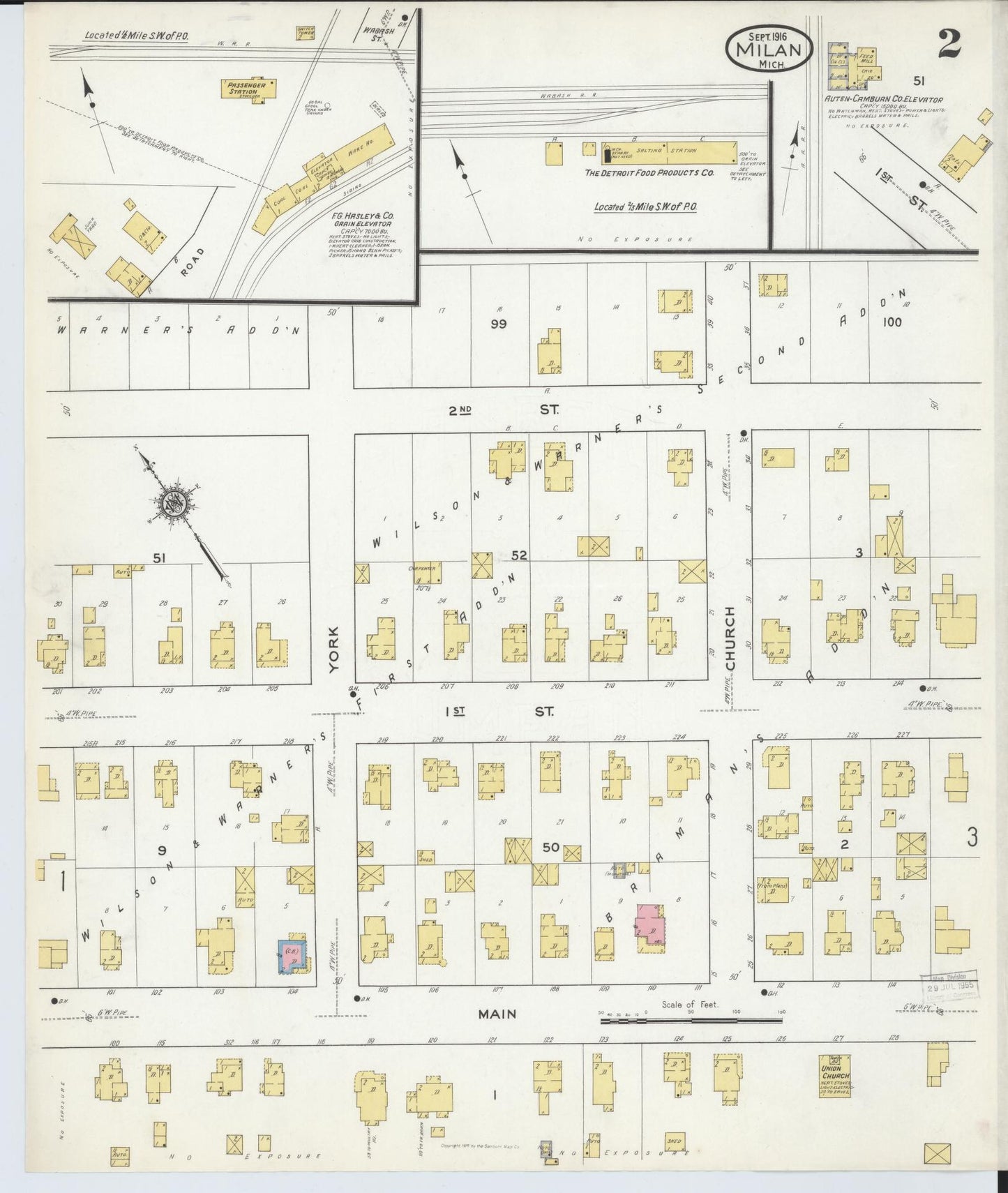 Sanborn Fire Insurance Map from Milan, Washtenaw And Monroe Counties, Michigan (1916), Sheet #0002 - Complete Map Set gallery image, historic Sanborn map, vintage wall art, Michigan Michigan