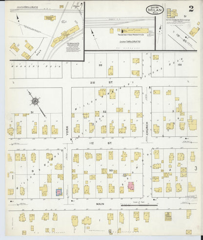 Sanborn Fire Insurance Map from Milan, Washtenaw And Monroe Counties, Michigan (1916), Sheet #0002 - Complete Map Set gallery image, historic Sanborn map, vintage wall art, Michigan Michigan