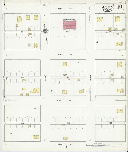 Sanborn Fire Insurance Map from Quanah, Hardeman County, Texas (1921), Sheet #0010 - Historic Sanborn Fire Insurance Map Print, vintage old map wall art, antique decor, genealogy gift, Texas Texas map