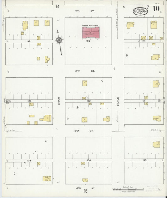 Sanborn Fire Insurance Map from Quanah, Hardeman County, Texas (1921), Sheet #0010 - Historic Sanborn Fire Insurance Map Print, vintage old map wall art, antique decor, genealogy gift, Texas Texas map