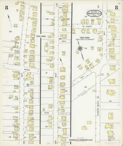 Sanborn Fire Insurance Map from Marshfield, Plymouth County, Massachusetts (1925), Sheet #0008 - Complete Map Set gallery image, historic Sanborn map, vintage wall art, Massachusetts Massachusetts