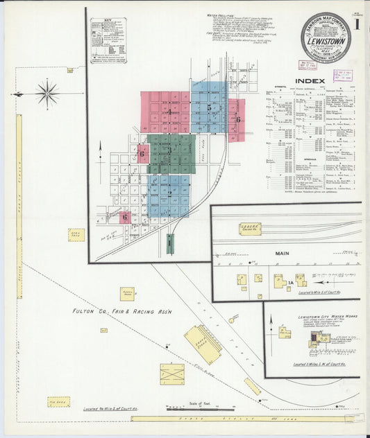 Sanborn Fire Insurance Map from Lewistown, Fulton County, Illinois (1909), Sheet #0001 - Complete Map Set gallery image, historic Sanborn map, vintage wall art, Illinois Illinois