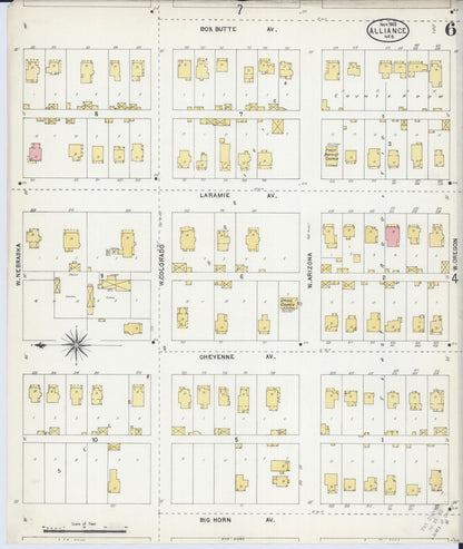 Sanborn Fire Insurance Map from Alliance, Box Butte County, Nebraska (1903), Sheet #0006 - Complete Map Set gallery image, historic Sanborn map, vintage wall art, Nebraska Nebraska