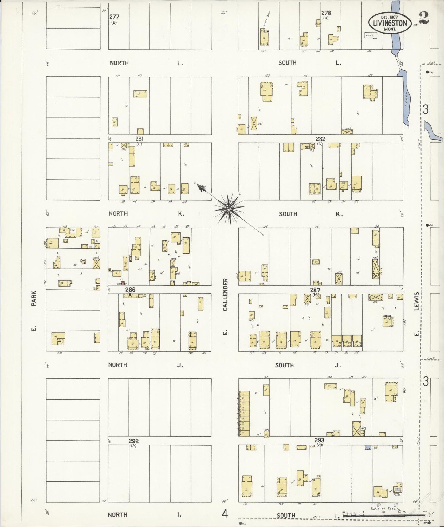 Sanborn Fire Insurance Map from Livingston, Park County, Montana (1907), Sheet #0002 - Complete Map Set gallery image, historic Sanborn map, vintage wall art, Montana Montana
