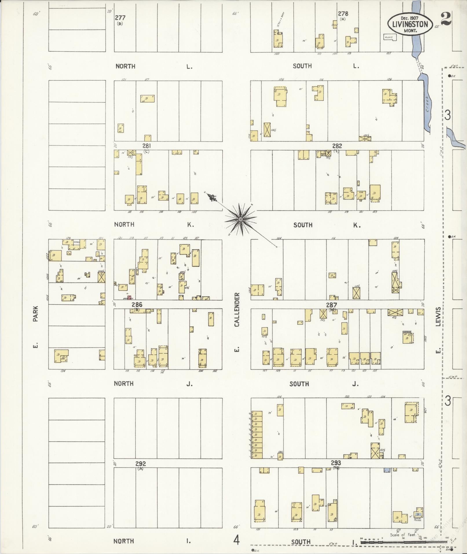 Sanborn Fire Insurance Map from Livingston, Park County, Montana (1907), Sheet #0002 - Complete Map Set gallery image, historic Sanborn map, vintage wall art, Montana Montana
