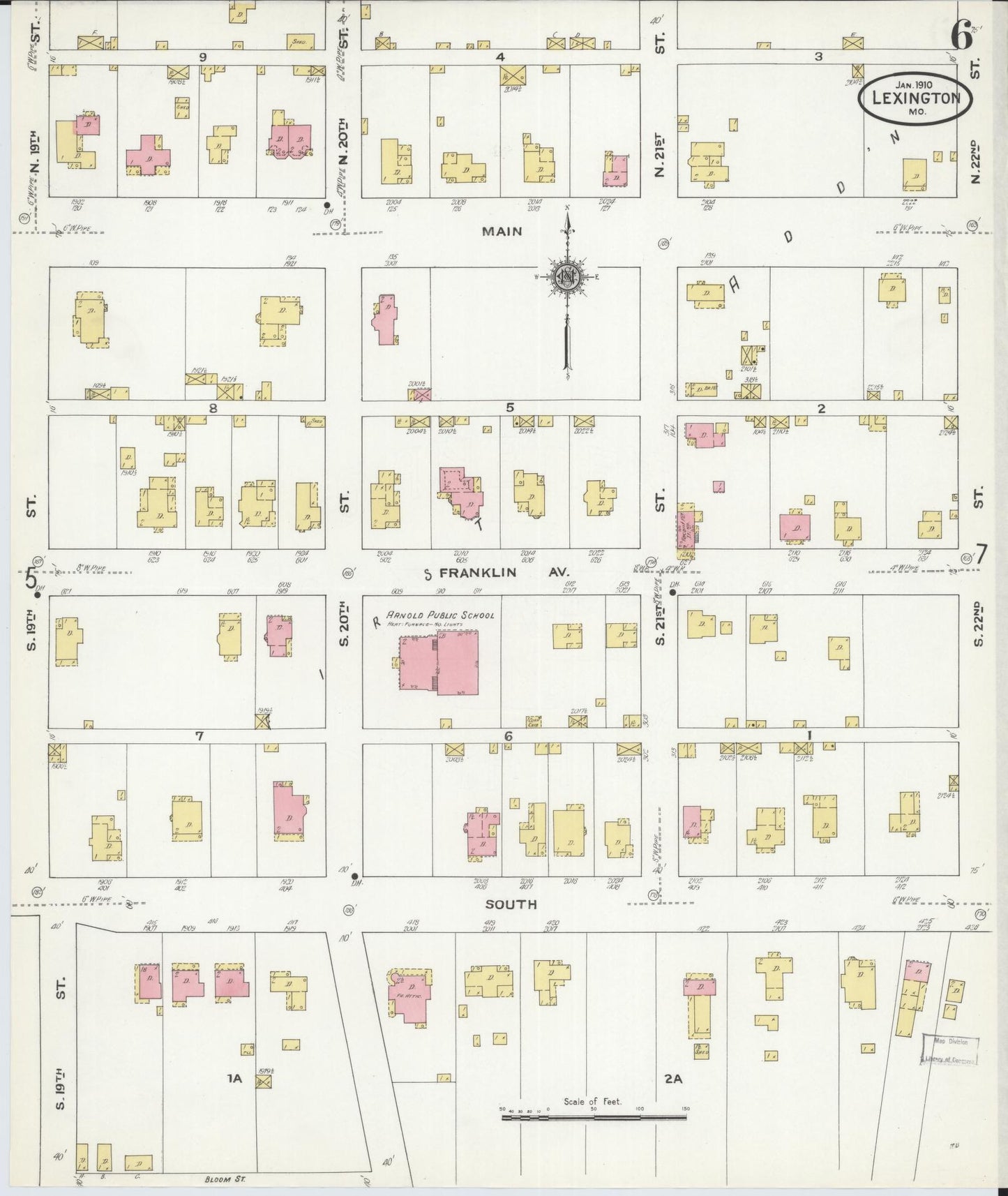 Sanborn Fire Insurance Map from Lexington, Lafayette County, Missouri (1910), Sheet #0006 - Complete Map Set gallery image, historic Sanborn map, vintage wall art, Missouri Missouri