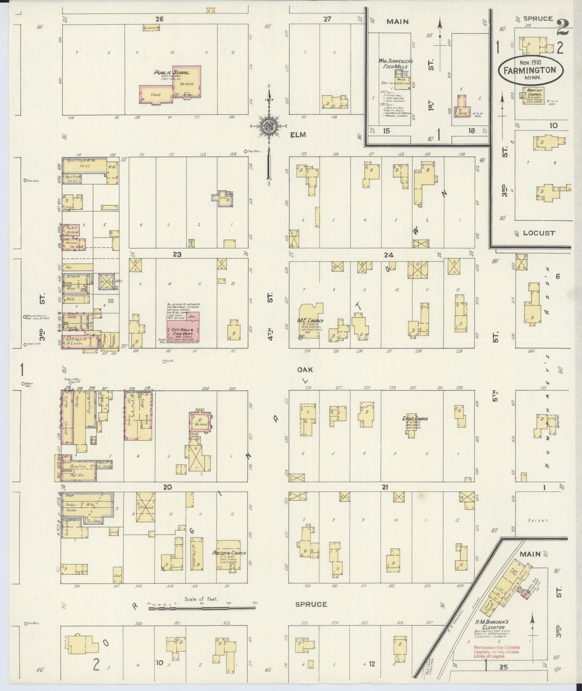 Sanborn Fire Insurance Map from Farmington, Dakota County, Minnesota (1910), Sheet #0002 - Complete Map Set gallery image, historic Sanborn map, vintage wall art, Minnesota Minnesota