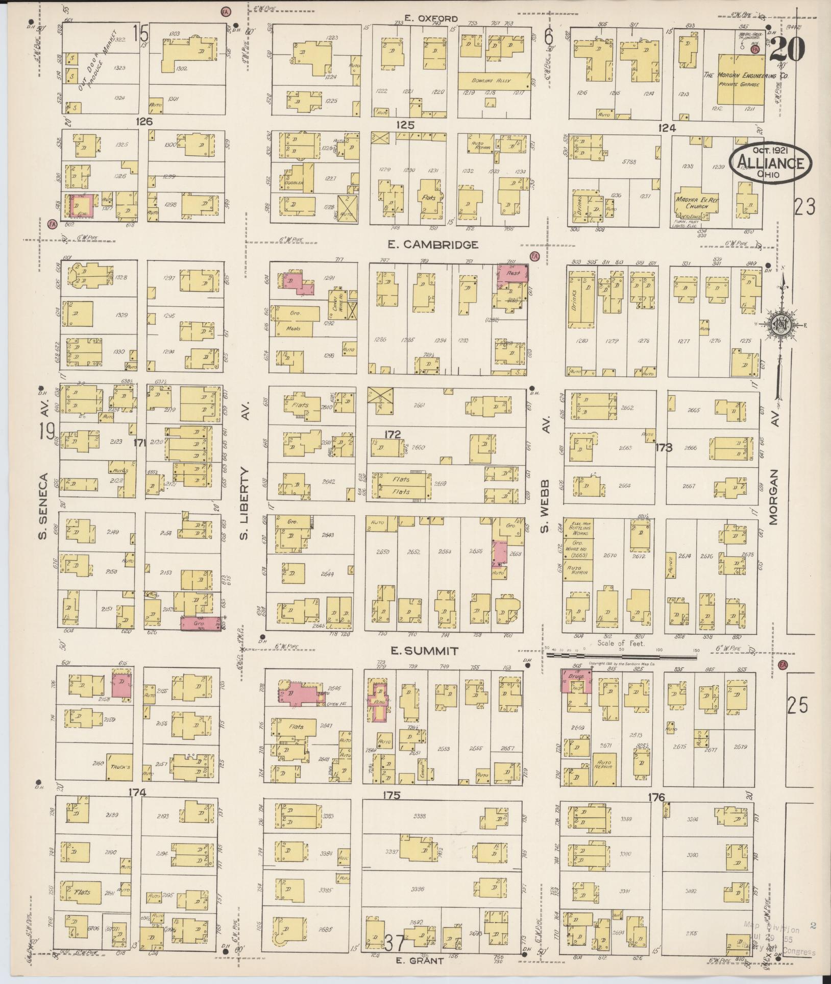 Sanborn Fire Insurance Map from Alliance, Stark County, Ohio (1921), Sheet #0020 - Historic Sanborn Fire Insurance Map Print, vintage old map wall art, antique decor, genealogy gift, Ohio Ohio map
