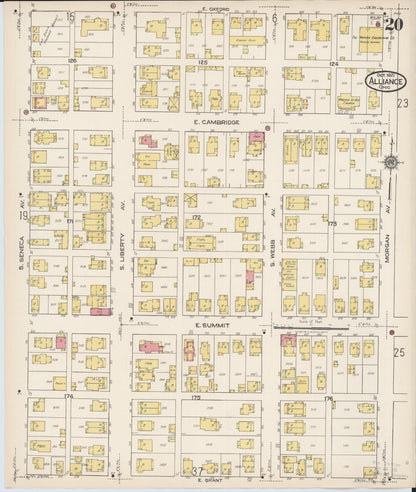 Sanborn Fire Insurance Map from Alliance, Stark County, Ohio (1921), Sheet #0020 - Historic Sanborn Fire Insurance Map Print, vintage old map wall art, antique decor, genealogy gift, Ohio Ohio map