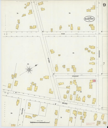 Sanborn Fire Insurance Map from Carthage, Jefferson County, New York (1902), Sheet #0009 - Complete Map Set gallery image, historic Sanborn map, vintage wall art, New York New York