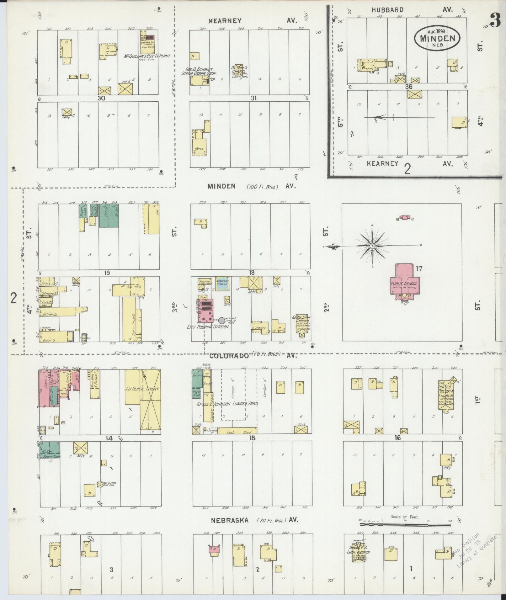 Sanborn Fire Insurance Map from Minden, Kearney County, Nebraska (1899), Sheet #0003 - Complete Map Set gallery image, historic Sanborn map, vintage wall art, Nebraska Nebraska