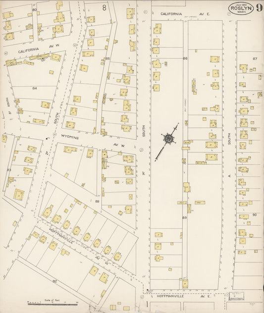 Sanborn Fire Insurance Map from Roslyn, Kittitas County, Washington (1912), Sheet #0009 - Historic Sanborn Fire Insurance Map Print, vintage old map wall art, antique decor, genealogy gift, Washington Washington map