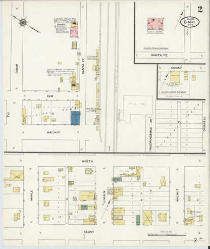 Sanborn Fire Insurance Map from Gage, Ellis County, Oklahoma (1909), Sheet #0002 - Complete Map Set gallery image, historic Sanborn map, vintage wall art, Oklahoma Oklahoma
