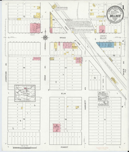 Sanborn Fire Insurance Map from Milliken, Weld County, Colorado (1917), Sheet #0001 - Complete Map Set gallery image, historic Sanborn map, vintage wall art, Colorado Colorado