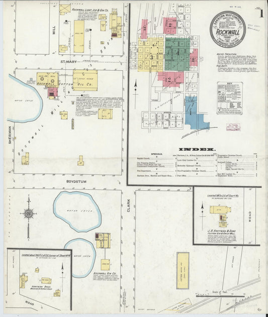 Sanborn Fire Insurance Map from Rockwall, Rockwall County, Texas (1911), Sheet #0001 - Complete Map Set gallery image, historic Sanborn map, vintage wall art, Texas Texas