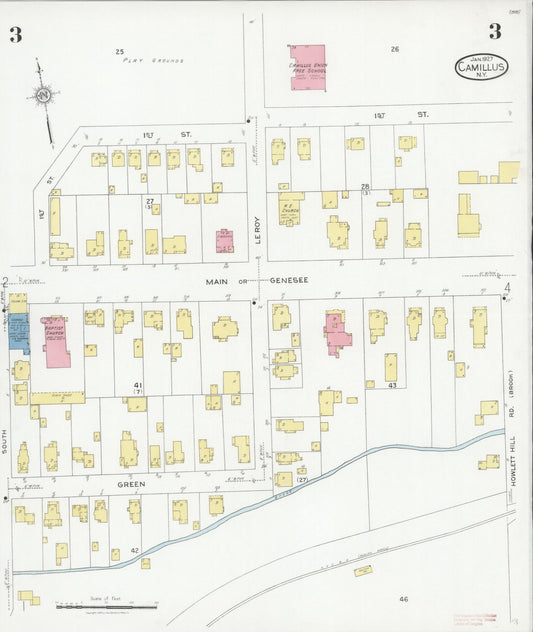 Sanborn Fire Insurance Map from Camillus, Onondaga County, New York (1927), Sheet #0003 - Historic Sanborn Fire Insurance Map Print, vintage old map wall art, antique decor, genealogy gift, New York New York map