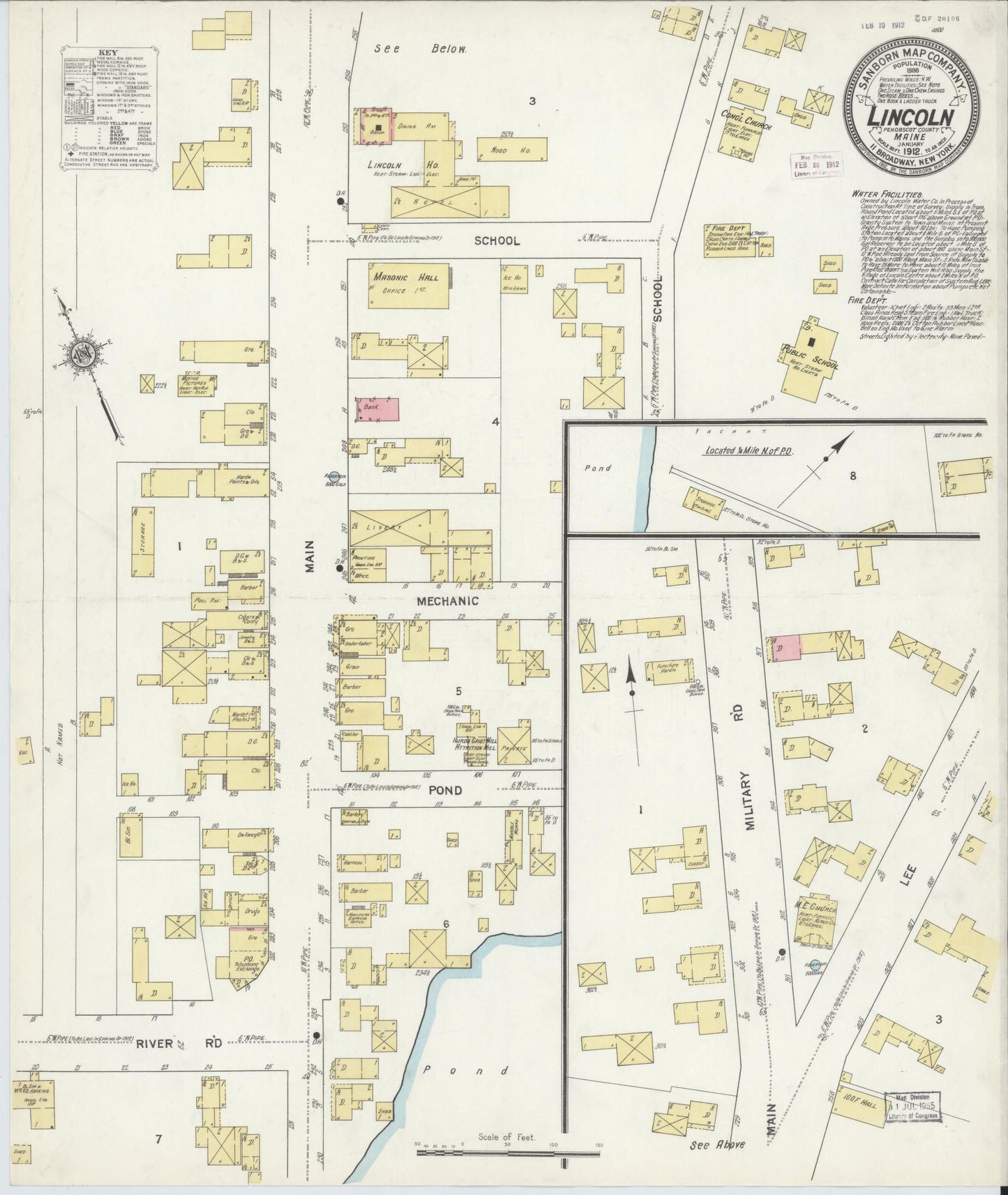 Sanborn Fire Insurance Map from Lincoln, Penobscot County, Maine. (1912) – Historic Sanborn Fire Insurance Map Print