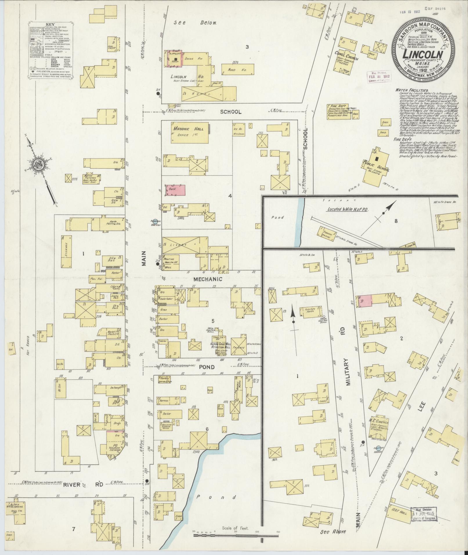 Sanborn Fire Insurance Map from Lincoln, Penobscot County, Maine. (1912) – Historic Sanborn Fire Insurance Map Print