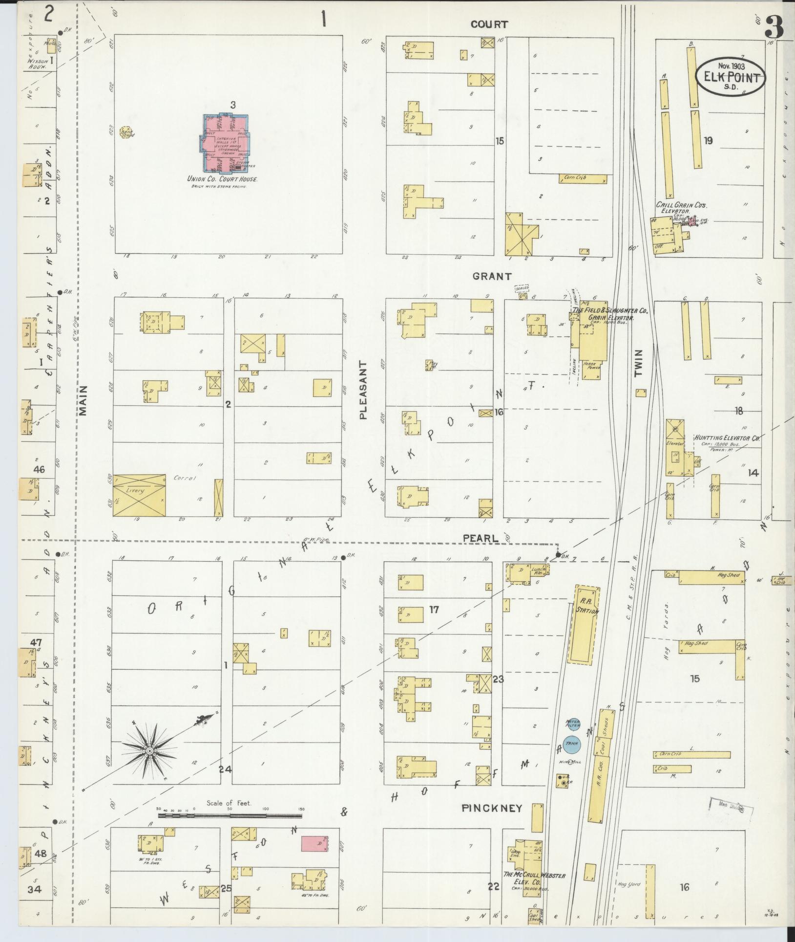 Sanborn Fire Insurance Map from Elk Point, Union County, South Dakota (1903), Sheet #0003 - Complete Map Set gallery image, historic Sanborn map, vintage wall art, South Dakota South Dakota
