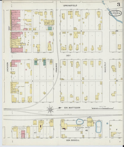 Sanborn Fire Insurance Map from Virden, Macoupin County, Illinois (1894), Sheet #0003 - Complete Map Set gallery image, historic Sanborn map, vintage wall art, Illinois Illinois