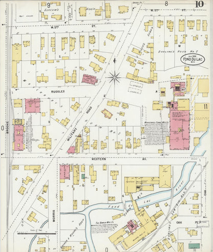 Sanborn Fire Insurance Map from Fond du Lac, Fond du Lac County, Wisconsin (1898), Sheet #0010 - Historic Sanborn Fire Insurance Map Print, vintage old map wall art, antique decor, genealogy gift, Wisconsin Wisconsin map