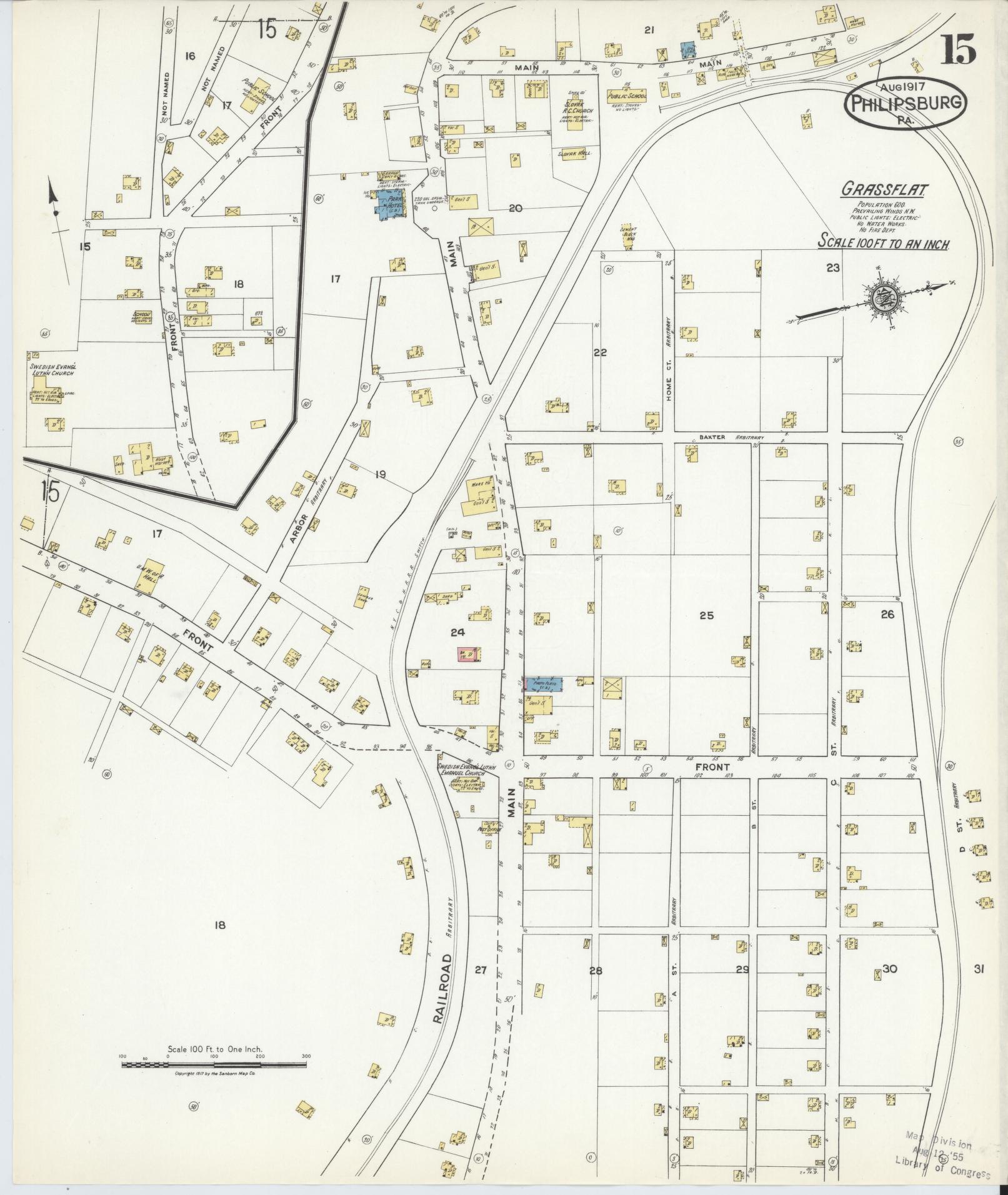 Sanborn Fire Insurance Map from Philipsburg, Centre County, Pennsylvania (1917), Sheet #0015 - Complete Map Set gallery image, historic Sanborn map, vintage wall art, Pennsylvania Pennsylvania