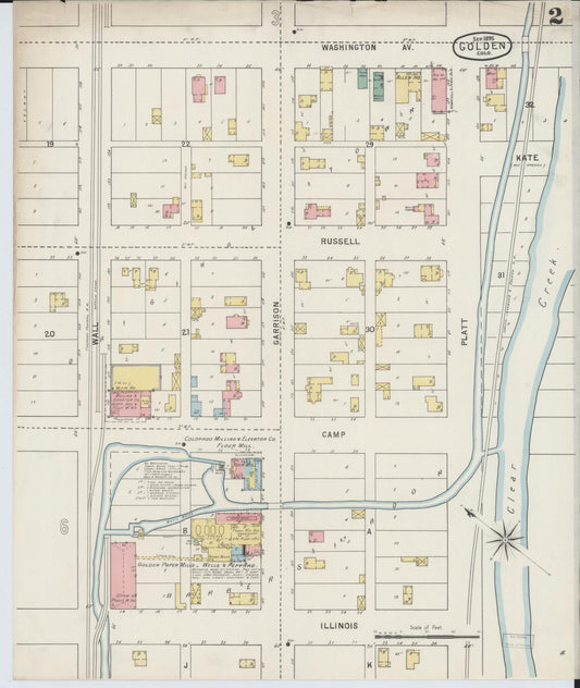 Sanborn Fire Insurance Map from Golden, Jefferson County, Colorado (1895), Sheet #0002 - Historic Sanborn Fire Insurance Map Print, vintage old map wall art, antique decor, genealogy gift, Colorado Colorado map