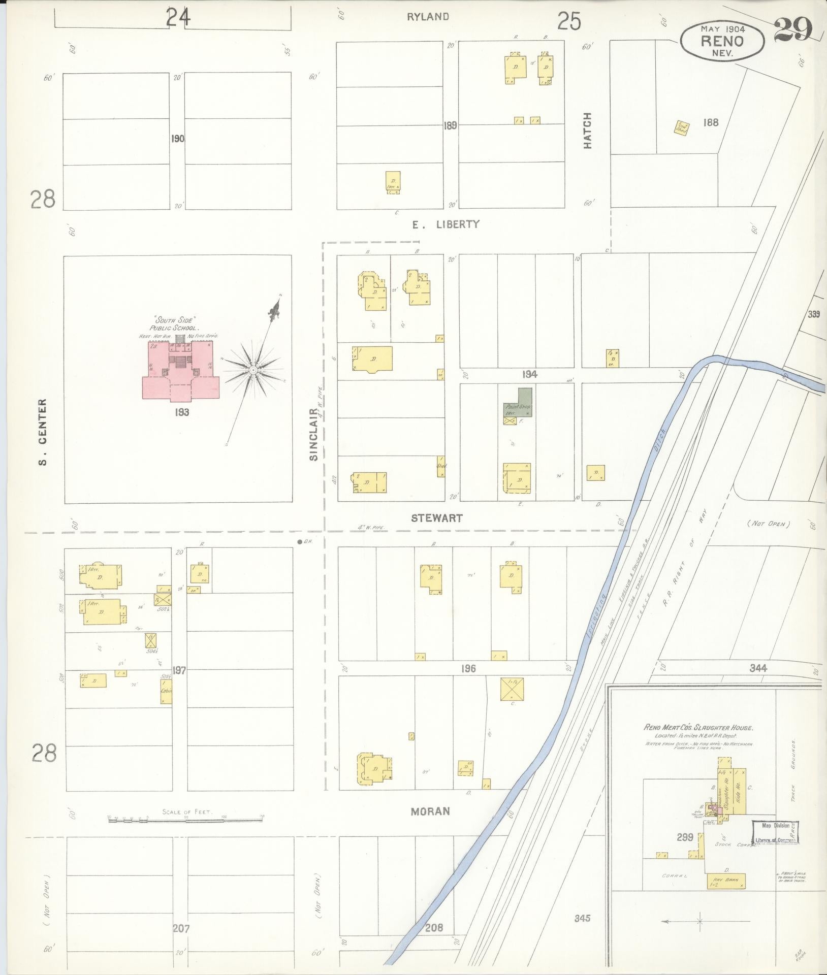 Sanborn Fire Insurance Map from Reno, Washoe County, Nevada (1904), Sheet #0029 - Complete Map Set gallery image, historic Sanborn map, vintage wall art, Nevada Nevada