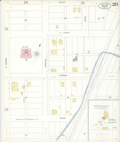Sanborn Fire Insurance Map from Reno, Washoe County, Nevada (1904), Sheet #0029 - Complete Map Set gallery image, historic Sanborn map, vintage wall art, Nevada Nevada