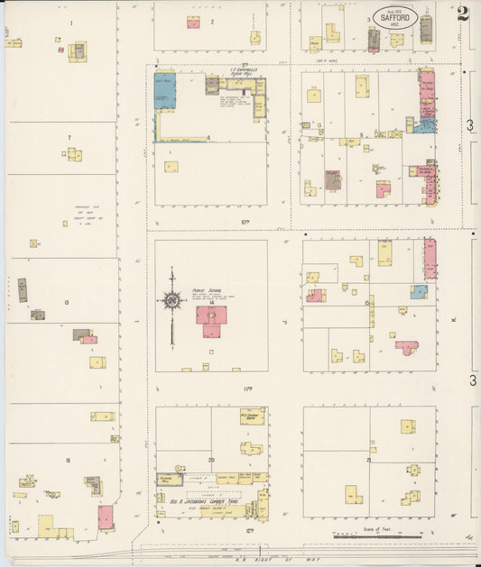 Sanborn Fire Insurance Map from Safford, Graham County, Arizona (1915), Sheet #0002 - Historic Sanborn Fire Insurance Map Print, vintage old map wall art, antique decor, genealogy gift, Arizona Arizona map