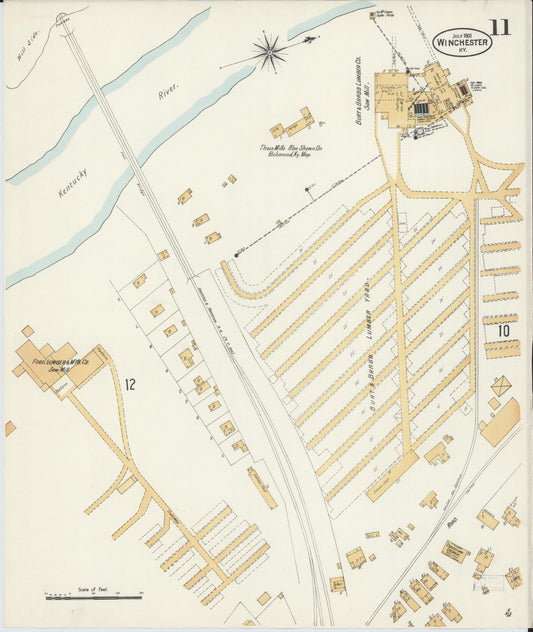 Sanborn Fire Insurance Map from Winchester, Clark County, Kentucky (1901), Sheet #0011 - Historic Sanborn Fire Insurance Map Print, vintage old map wall art, antique decor, genealogy gift, Kentucky Kentucky map