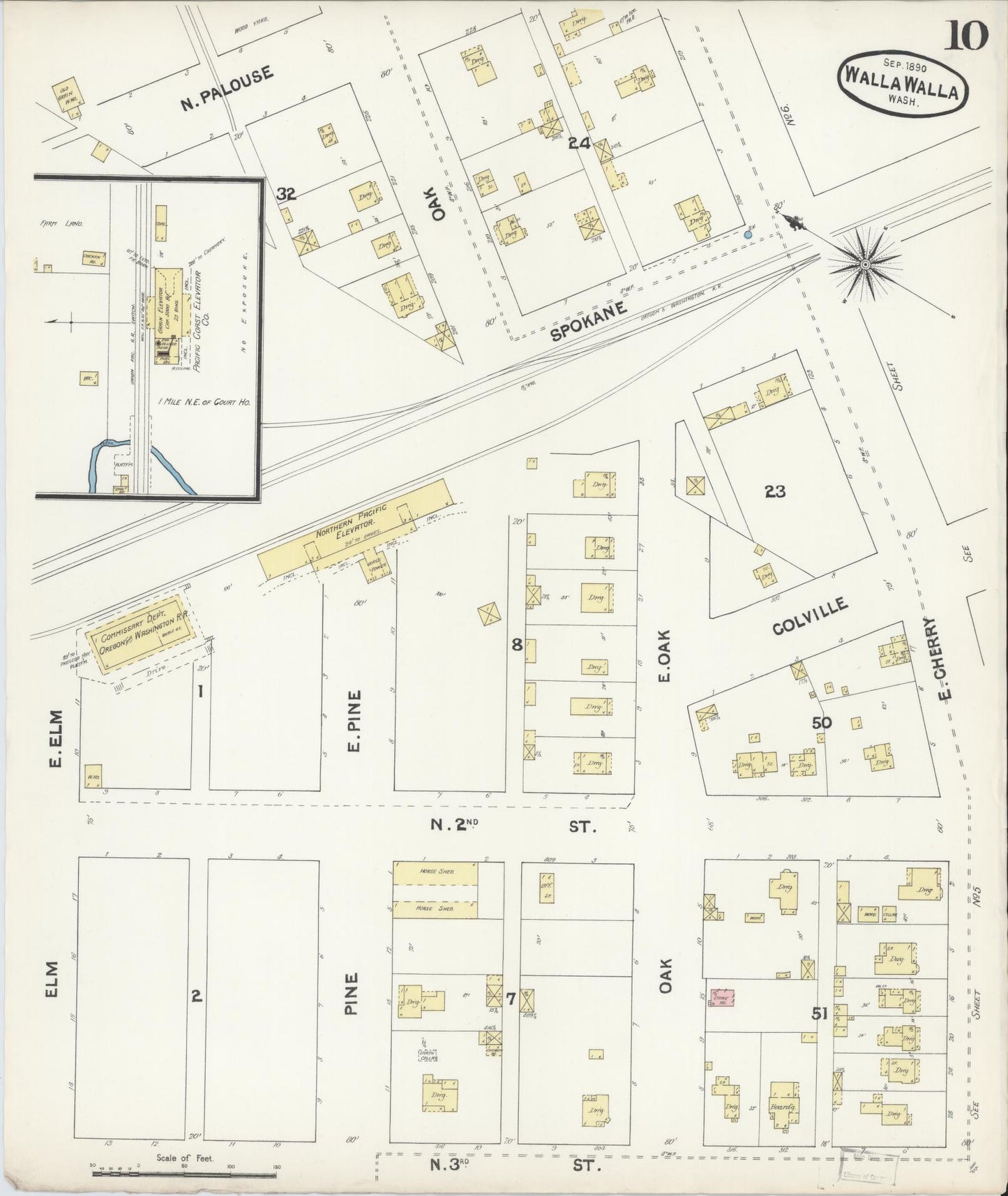 Sanborn Fire Insurance Map from Walla Walla, Walla Walla County, Washington (1890), Sheet #0010 - Complete Map Set gallery image, historic Sanborn map, vintage wall art, Washington Washington