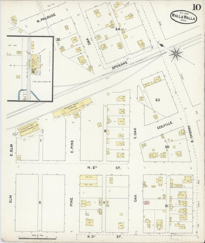 Sanborn Fire Insurance Map from Walla Walla, Walla Walla County, Washington (1890), Sheet #0010 - Complete Map Set gallery image, historic Sanborn map, vintage wall art, Washington Washington