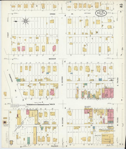 Sanborn Fire Insurance Map from Delta, Delta County, Colorado (1908), Sheet #0002 - Complete Map Set gallery image, historic Sanborn map, vintage wall art, Colorado Colorado
