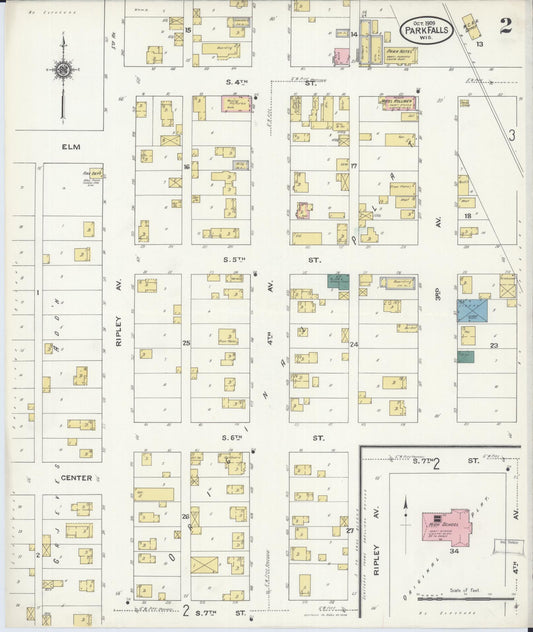 Sanborn Fire Insurance Map from Park Falls, Price County, Wisconsin (1909), Sheet #0002 - Historic Sanborn Fire Insurance Map Print, vintage old map wall art, antique decor, genealogy gift, Wisconsin Wisconsin map