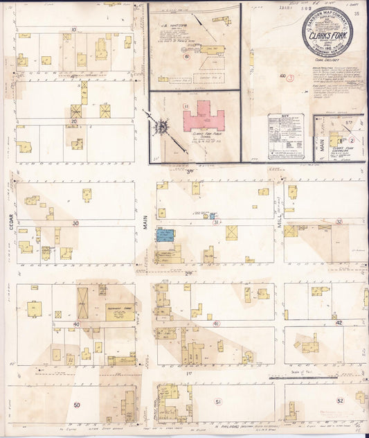 Sanborn Fire Insurance Map from Clark's Fork, Bonner County, Idaho (1927), Sheet #0001 - Historic Sanborn Fire Insurance Map Print, vintage old map wall art, antique decor, genealogy gift, Idaho Idaho map