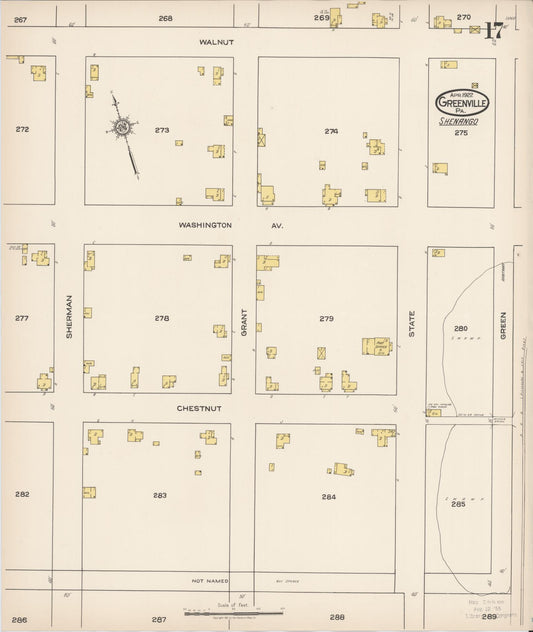 Sanborn Fire Insurance Map from Greenville, Mercer County, Pennsylvania (1922), Sheet #0017 - Historic Sanborn Fire Insurance Map Print, vintage old map wall art, antique decor, genealogy gift, Pennsylvania Pennsylvania map