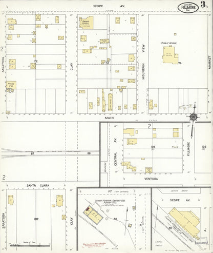 Sanborn Fire Insurance Map from Fillmore, Ventura County, California (1911), Sheet #0003 - Complete Map Set gallery image, historic Sanborn map, vintage wall art, California California