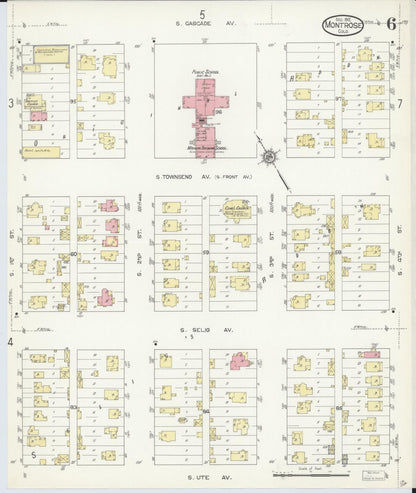 Sanborn Fire Insurance Map from Montrose, Montrose County, Colorado (1912), Sheet #0006 - Complete Map Set gallery image, historic Sanborn map, vintage wall art, Colorado Colorado