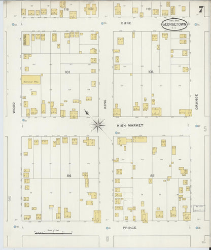 Sanborn Fire Insurance Map from Georgetown, Georgetown County, South Carolina (1894), Sheet #0007 - Complete Map Set gallery image, historic Sanborn map, vintage wall art, South Carolina South Carolina