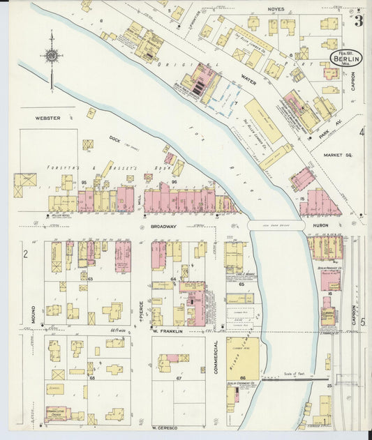 Sanborn Fire Insurance Map from Berlin, Green Lake County, Wisconsin (1911), Sheet #0003 - Historic Sanborn Fire Insurance Map Print, vintage old map wall art, antique decor, genealogy gift, Wisconsin Wisconsin map