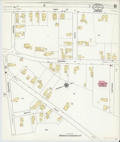Sanborn Fire Insurance Map from Laconia, Belknap County, New Hampshire (1911), Sheet #0008 - Complete Map Set gallery image, historic Sanborn map, vintage wall art, New Hampshire New Hampshire